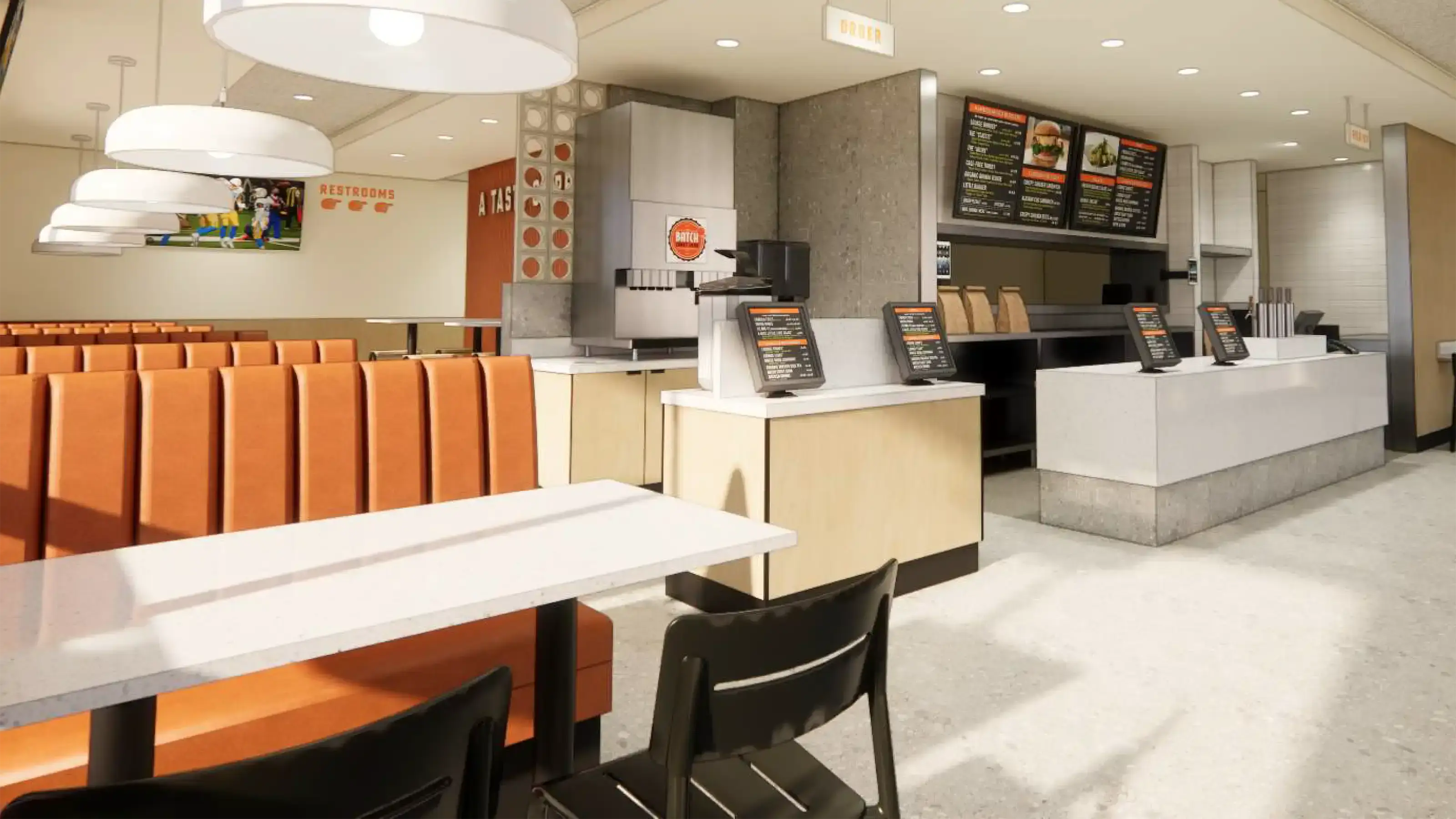 Interior view of the Manhattan Beach Burger Lounge location - Desktop Version